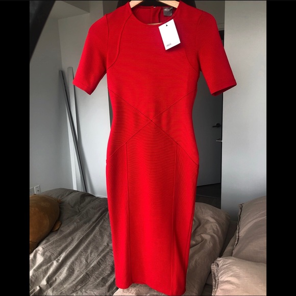 ASOS Seamed Structured Rib Bodycon Dress - Picture 4 of 7